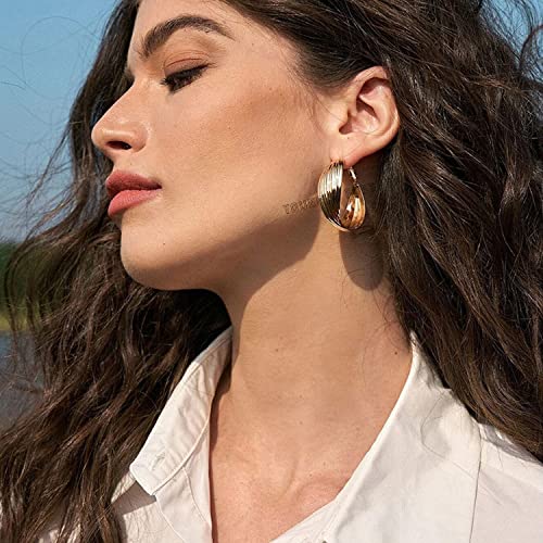 Image of Young & Forever Rakhi Friendship Day Gifts Special Chunky Gold Hoop Earrings for Women - 18k Gold Plated Twisted Hypoallergenic Lightweight Delicate Jewelry