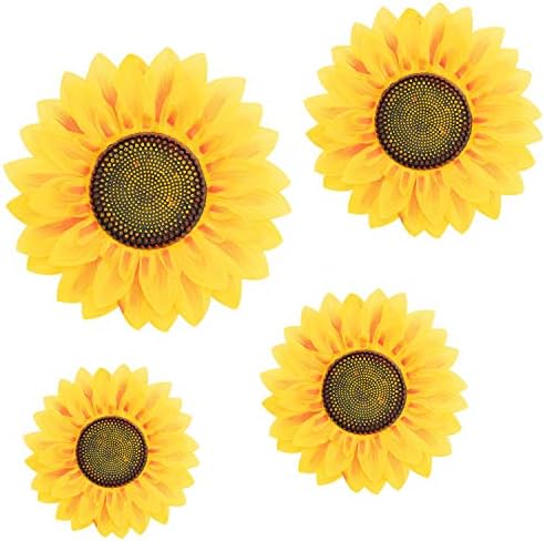 4Pcs Removable Wall Decals 3D Sunflower Wall Sticker Wall Art Home Decor Sunflowers Wall Stickers Decal for Kids Baby Living Room Bedroom Wedding Party Decoration