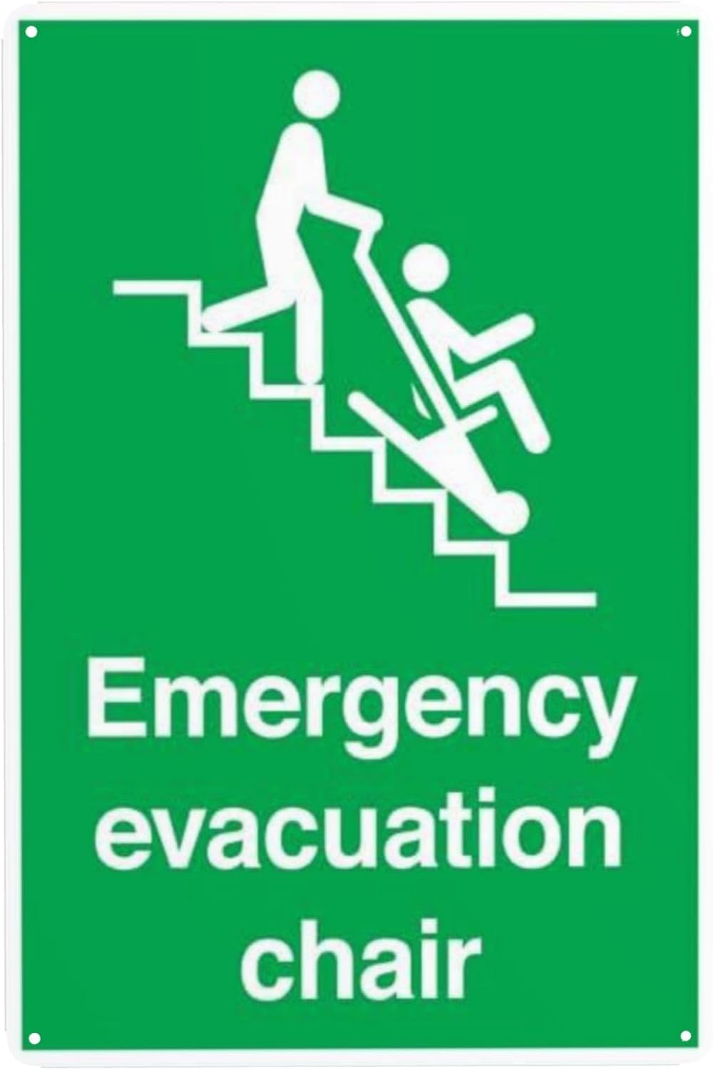 Bdeyfg Colour4 Emergency Evac Chair Location Tin Metal Sign Aluminum Warning Tin Signs For Outdoor Business Yard Lawn Home Decor 8X12 Inch