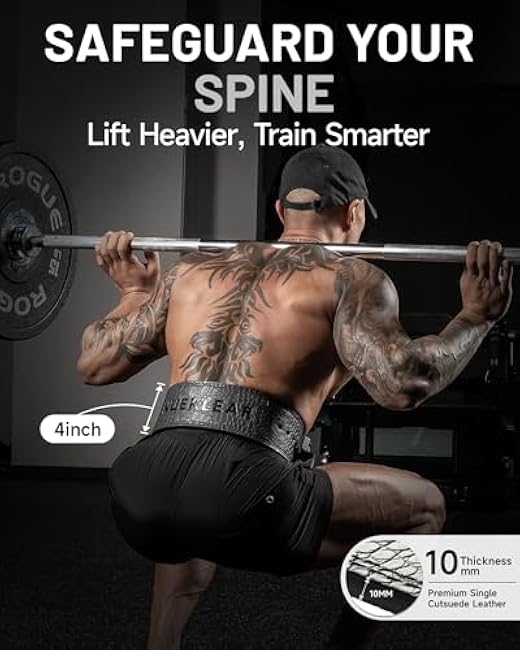 MANUEKLEAR Lifting Belt Lever for Men Women, 10mm Quick Locking Lever Belt Weightlifting with Adjustable Buckle, Lever Weight Lifting Belt for Powerlifting & Deadlifts