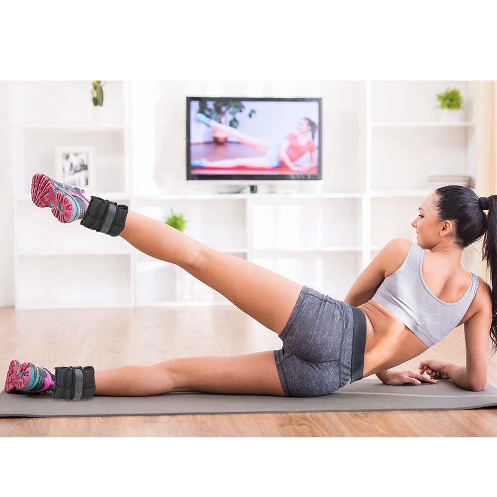 BAKAJI Zestaw 2 obciążników na kostki i nadgarstki 1,5 kg trening aerobik fitness wzmocnienie mięśni tkanina neoprenowa z regulowaną klamrą i zapięciem na rozdarcie Waga całkowita 3 kg