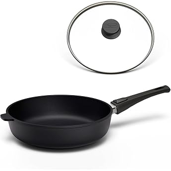 Hoffmann Stoniq High Rim Pan 28 cm Non-Stick Coating PTFE and PFAS-Free Suitable for Induction Cookers Oven Safe up to 300  C Frying Pan Saut  Pan with Lid 28 cm