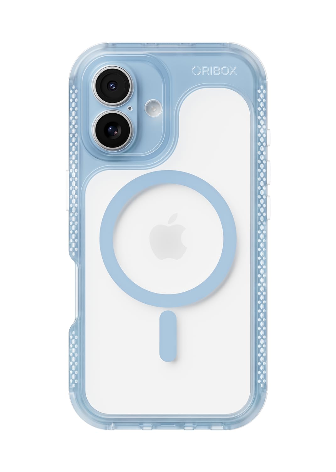 ORIbox Seralyn - Custodia per iPhone 16, compatibile con MagSafe, protezione antiurto a triplo strato, retro trasparente con elegante cornice opaca (6,1 pollici, cielo nebbia)