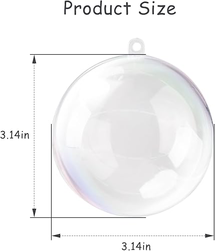 Miniatura 3 de Esferas de adornos de Navidad transparentes, de plástico transparente, esfera hueca, decoración de árbol de Navidad, fiesta de boda (3 pulgadas)