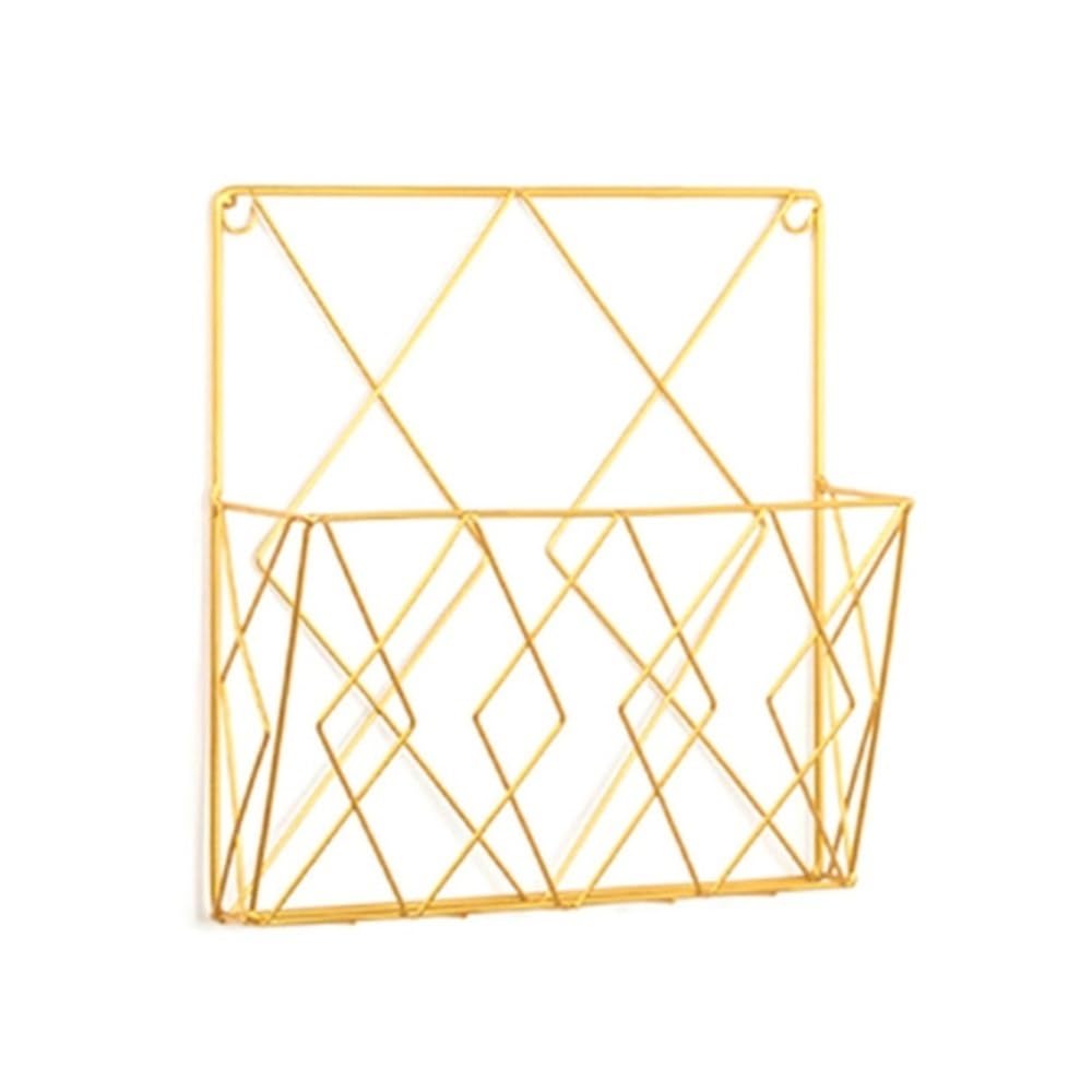 An der Wand montierter Zeitschriftenablage-Organizer for Eingangsbereich, Post, Büro, Küche, Bad, Zuhause, Korb, Behälter, Metalldrahtregale, Aufbewahrung von A4-Dokumenten, Tisch(Gold)