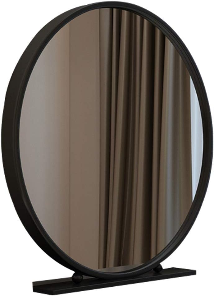 Espejo de maquillaje redondo para el tocador del dormitorio y vestidor moderno en color negro