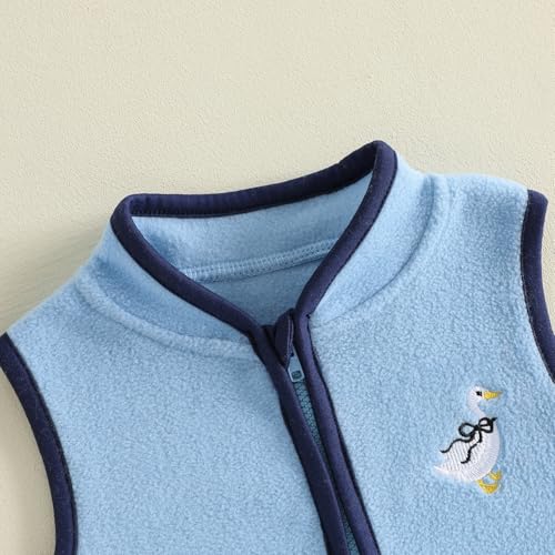Image of Toddler Baby Boy Fleece Outerwear Vests Sleeveless Zipper Jacket Solid Color Vest Coat Spring Fall Winter Clothes