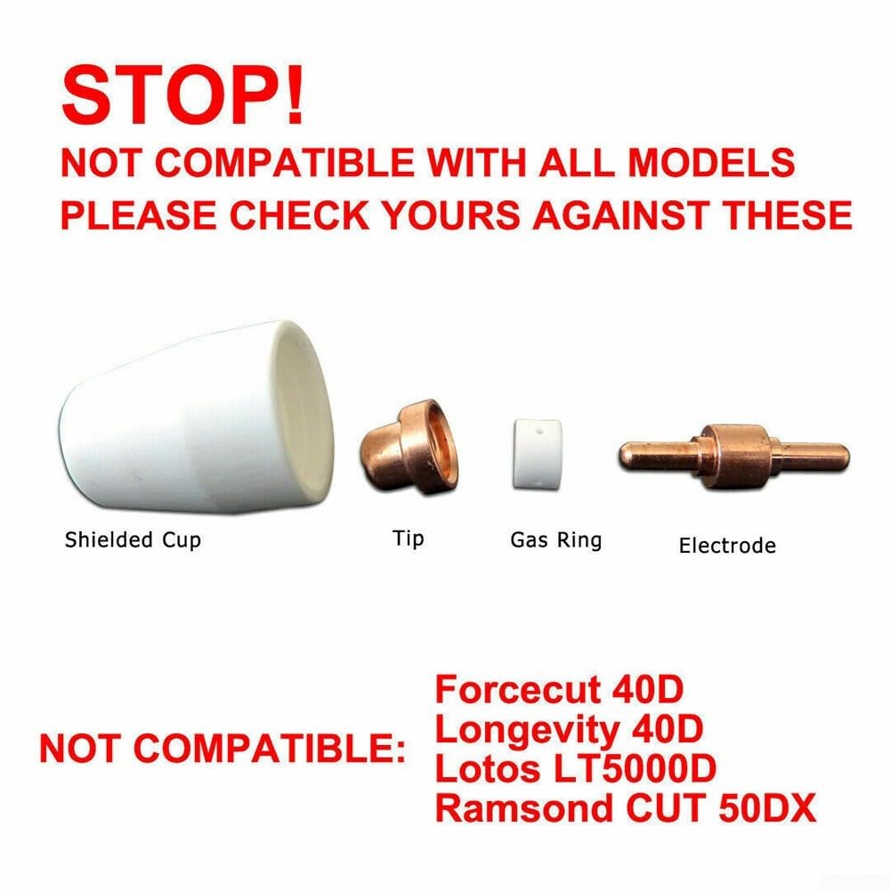 46 Pcs Plasma Cutter Electrode For CUT40 50 Plasma Cutting Tips Nozzle Shield cup Replacement