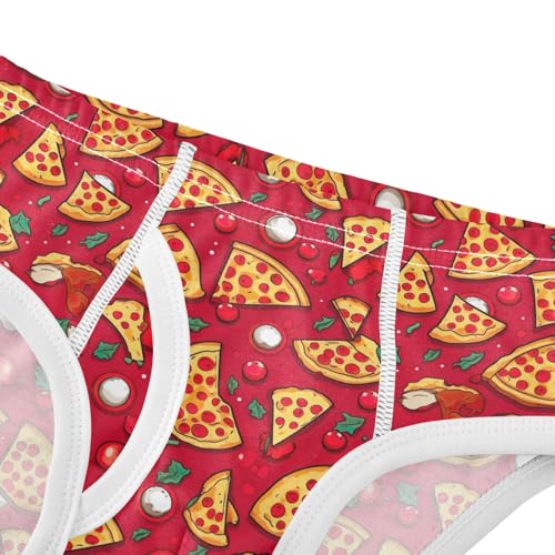 ODAWA Pizza Funny Red Toddler Briefs Cotton, Tag-Free Comfort 2T Underwear Boys4