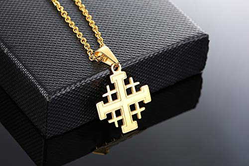 Hisatan Stainless Steel Jerusalem Crusaders Knights Templar Cross Pendant Necklace for Men Women,Free 24" Chain4