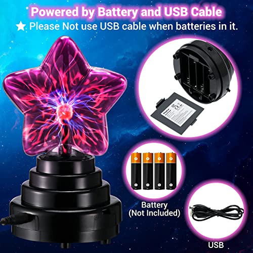 Plasma Ball: Star Shaped Plasma Globe Touch Sensitive USB or Battery Powered Plasma Ball Lamp - Theefun Thunder Lightning Nebula Novelty Toys Gifts for Kids Parties Home Prop Christmas Decoration - Thumbnail 5