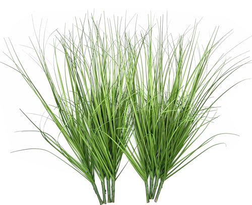 Artificial Plants, Fake Grass Shrubs Faux Wheat Grass Greenery Wheatgrass Stems Ornamental Weed Plant Decor for Indoor Outdoor Farmhouse Wedding Party Home Vase Flowers Bundles DIY Decoration - 8 Pack