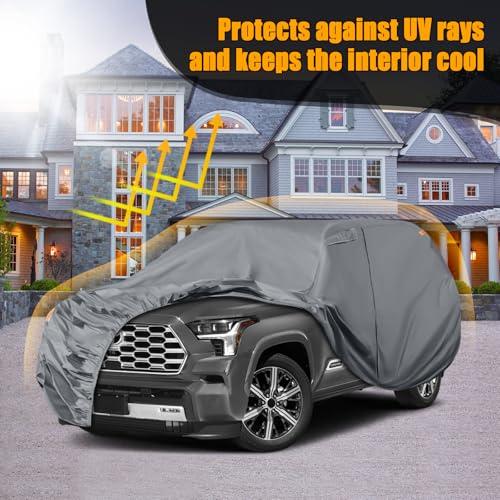 Image of Waterproof Premium Car Covers Replace for 2001-2025 Toyota Sequoia, 10 Layers Heavy Duty with Cotton Liner All Weather Car Cover with Zipper Door, Windproof Bands for Snow Rain Dust Protection