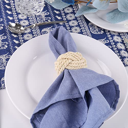 Cotton Jute Napkin Rings Set Of 4, Handmade Braided Burlap Napkin Ring, Natural Woven Rope Serviette Buckles Holder For Table Setting, Wedding, Thanksgiving Day, Daily Use And Home Decor (Jute) #TOP1