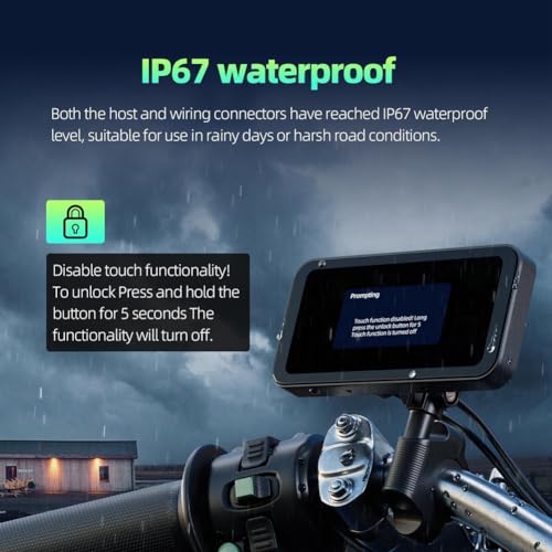 Pantalla CarPlay para motocicleta de 6,25 pulgadas con Android Auto y Bluetooth 6
