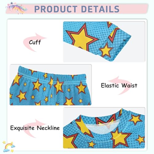 Pajama Sets Long Sleeve Blue with Yellow Stars Soft Comfy Sleepwear 2 Piece PJS 3-8T4
