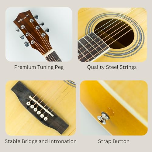 Image of VAULT Basswood EA20CE Electro Acoustic Guitar Kit With Learn To Play E-Book, Bag, Strings, Straps, Picks, String Winder & Polishing Cloth - 40 Inch Cutaway Guitar