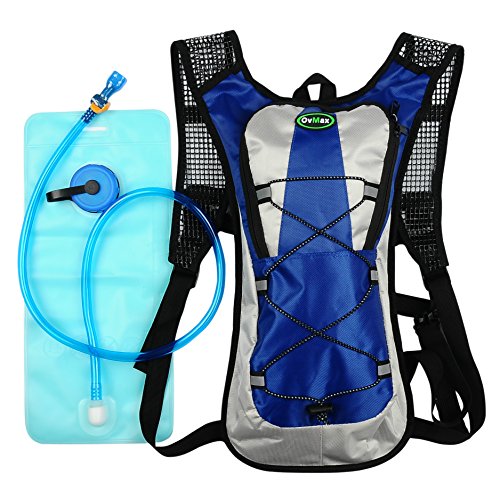 Hydration Pack with 2L Backpack Water Bladder 5 Points Improvement Newly Design Lightweight Outdoor Tactical Survival Reservoir Men Women Kids Camping Hiking Running Biking Bag (Blue)
