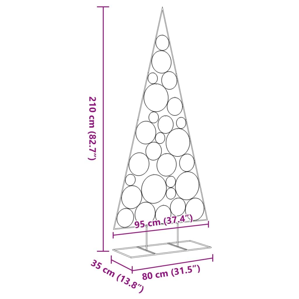 Arbre En Cône De Noël Avec Support Noir 210 Cm Acier VidaXL 42019162 - Gamm Vert