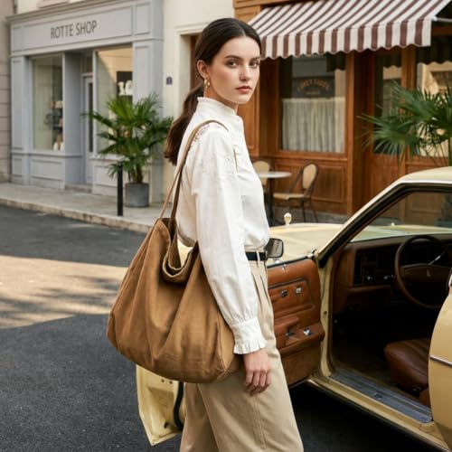 Image of Canvas Tote Bag for Women Large Hobo Shoulder Bag for Work Travel Casual Message Bag Tote Purse handbags