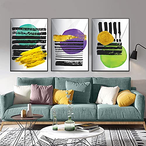 Toile peinture style nordique abstrait couleur bloc salon 60x90cm