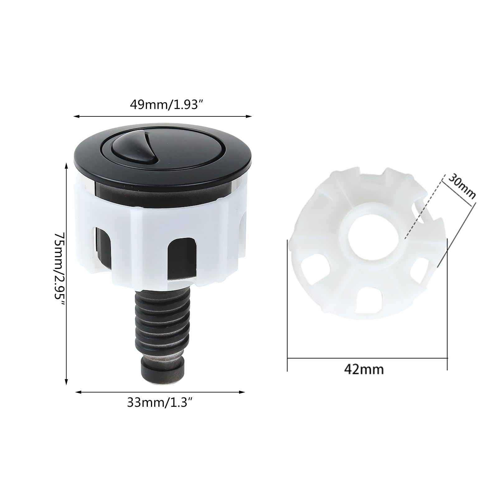 Toilet Push Button Adjustable Top Push Button Toilet Tank Button Replacement for Most Double Flush Toilet Durable Double Push Flushing Button Resistant Rust Proof - Image 3