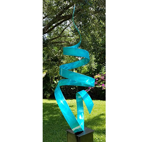 Statements2000 48-Inch Abstract Indoor Outdoor Garden Decor, Metal Yard Sculpture, Aqua Blue Sea Breeze #TOP4