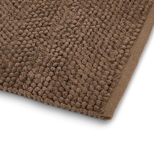 Image of haus & kinder Door Mat Cotton Chenille 1700 GSM | Ultra Soft Absorbent Anti Skid Bath Mat for Bathroom, Entrance & Kitchen | Thick Floor Mat | Brown | 45 x 70 cm