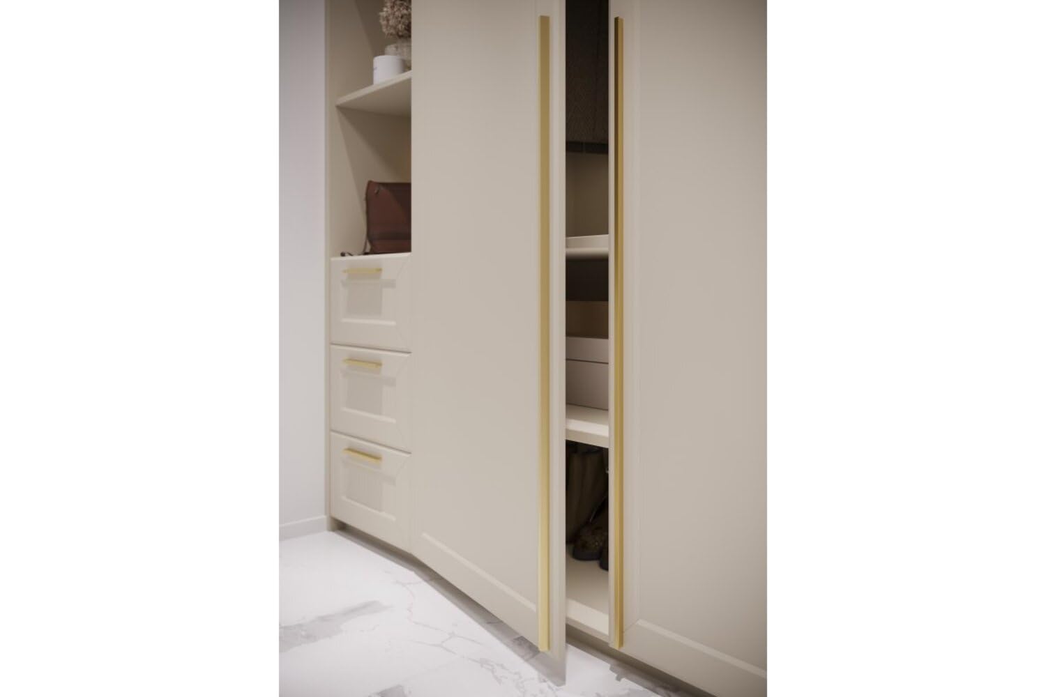 GTV long PILLAR- Tirador de muebles de aluminio cepillado dorado claro delgado y elegante para muebles altos, versátil, 1200 x 18,5 x 10,7 mm, con tornillos, moderno y funcional