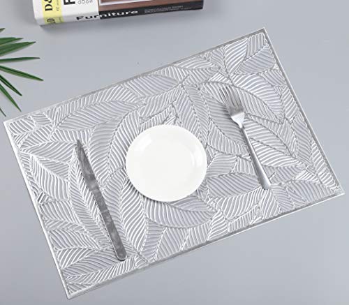 Silberne rechteckige Tischsets für Esstisch, ein Set von 6 quadratischen Platzsets, einfache hohle Platzsets, verwendet für Hochzeit, Bankett, Urlaub, Küche, Dekoration (Silber) Cover