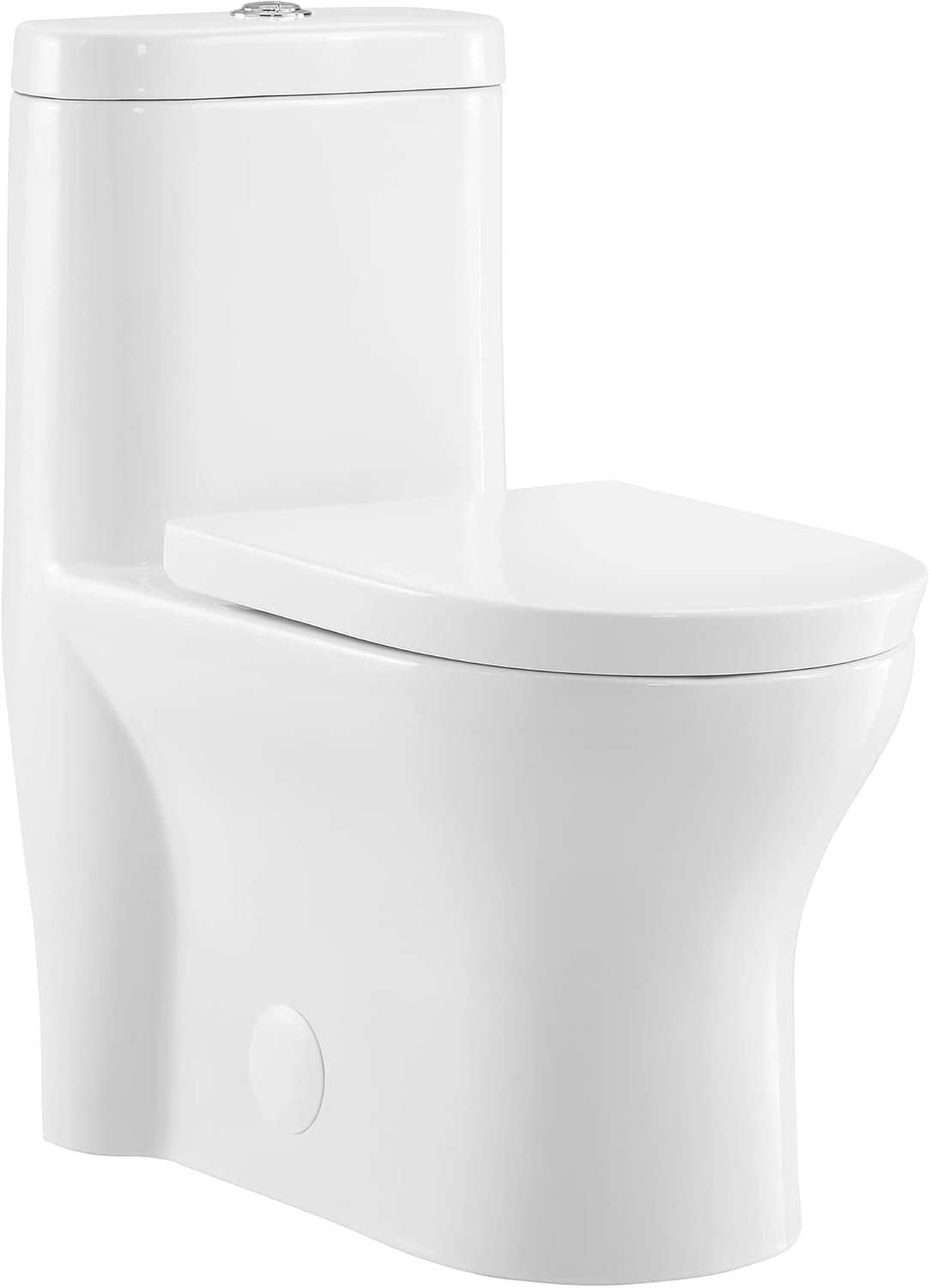 White Ceramic Elongated Dual Flush One-Piece Toilet