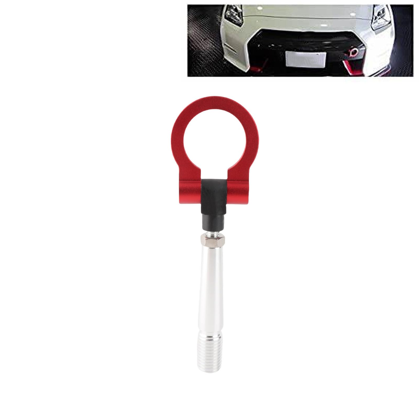 Qiilu Gancio di traino per auto, gancio di traino anteriore posteriore per anello di traino a vite stile JDM adatto per FX35/FX45/FX50 QX70(Rosso)