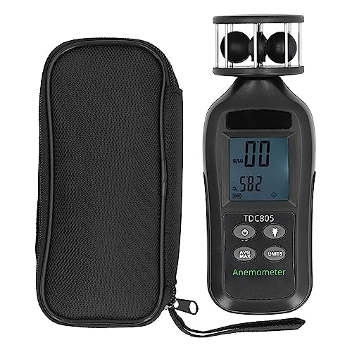 Anémomètre numérique portatif, compteur de vitesse du vent, anémomètre à turbine à 3 tasses pour mesurer la température du vent, le volume d'air avec écran rétroéclairé, matière