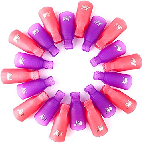 Nail Polish Remover Clips Set, ESARORA Acrylic Nail Art Soak Off Clips Caps 20 Pack with Nail Wipe Cotton Pads 500 Pack