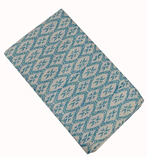 YUVANCRAFTS Indian Hand Block Print Kantha Quilt Hnadmade Twin Size Pure Cotton Single Kantha Throw Blanket Bedspread Gudari