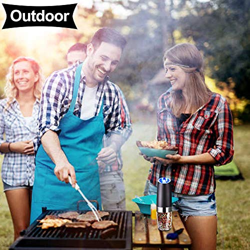 Moedor de pimenta elétrico Gravity, moedor de sal ou pimenta e grossura ajustável, alimentado por ba