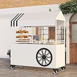 Kommerzieller Händlerwagen mit Rädern und Markise, stabiles schmiedeeisernes Design für hohe Tragfähigkeit, ideal für Märkte, Street Food-Events und Festivals