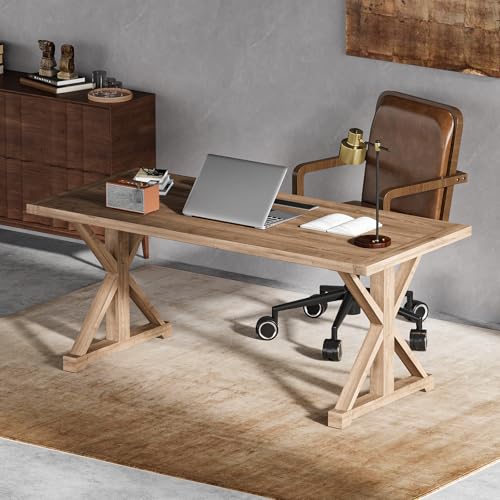 Homary 70.9 Rustic Solid Wood Office Desk