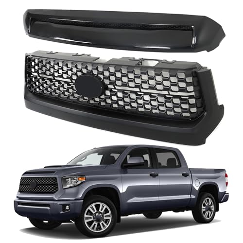 RainMan S Black Front Grille & Hood Bulge Molding Set Replacement for 2014-2020 Tundra