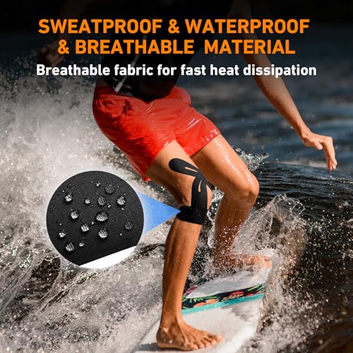 Image of KTQUICK Precut Kinesiology Tape for Knees,12 Ct,20% Stronger Adhesive Black | Latex-Free Designed Knee Tape for Knee Pain Relief Pre Cut with Premium Cotton, Breathable,Waterproof,Athletic Tape for Sport