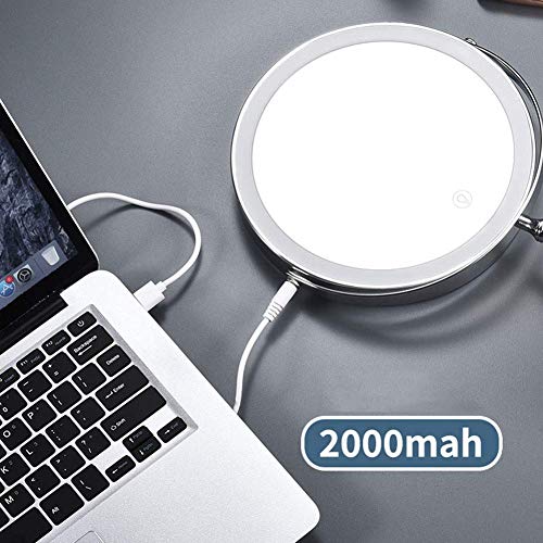 Miroir de maquillage éclairé rechargeable 8" double face chrome - 7