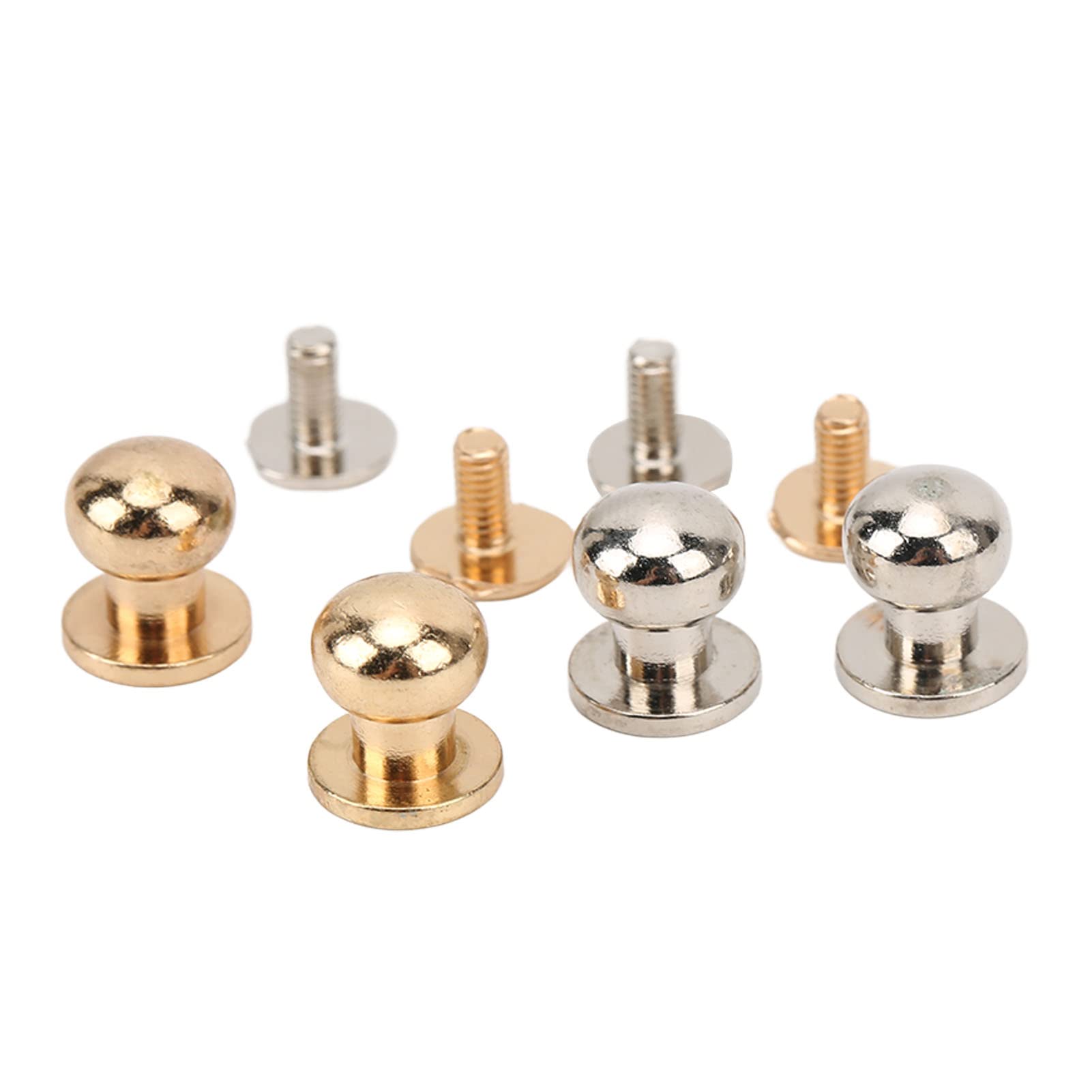 200 juegos de remaches monje de 9 x 8 mm, ligeros, de cobre puro, con cabeza redonda, para manualidades en cuero, ropa, zapatos y bolsos; remaches decorativos de metal con acabado (Oro Plata)