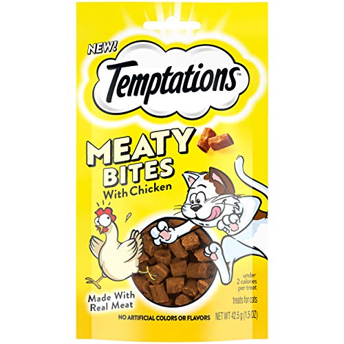 Temptations Meaty Bites, Soft and Savory Cat Treats, Chicken Flavor, (7) 1.5 oz. Pouches