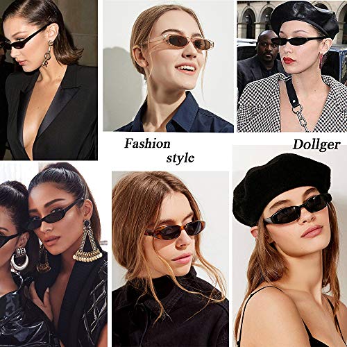 Dollger Retro Rectangle Sunglasses For Women Small Clout Goggles Fashion Designer Cool Square Shades Black #TOP1