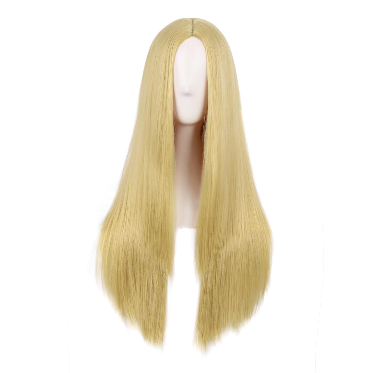 MapofBeauty 28 Inch/70 cm Monochrom Side Bangs Long Straight High Temperature Fiber Fashion Wig (Mixed Golden)
