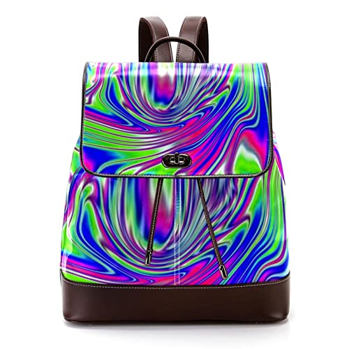 Sac à dos adulte unisexe cartable tendance en cuir PU imprimé multicolore