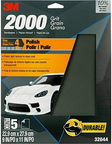 3M Wetordry Sandpaper, 32044, 2000 Grit, 9 inch x 11 inch, 5 Sheets Per Pack