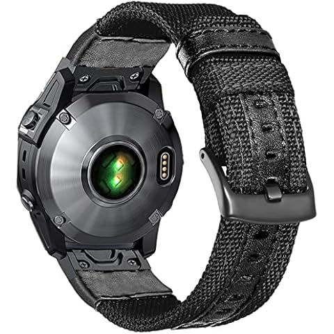 Olytop Military Style Nylon Watch Bands for Fenix 7/Fenix 6 Pro/Fenix 5/Epix Gen 2, 22mm Quick Easy Fit Replacement Wristband Stretchy Strap for Garmin Instinct, Fenix 5 Plus Smartwatch, Black Cover