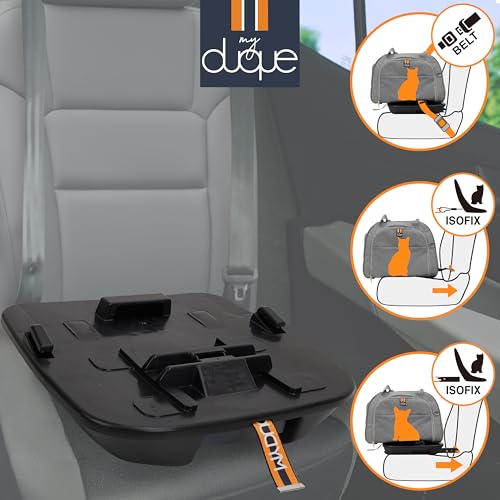 MY DUQUE CAR-GO 2-in-1-Set – ISOFIX-Basis mit multifunktionaler Transportbox für Haustiere. Einfache Installation im Auto, Zugang von Oben, vorne und hinten, erweiterbar, ideal für Lange Reisen.