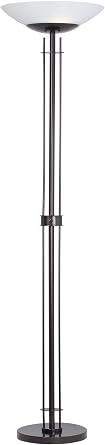 Possini Euro Design Linear 72 Tall Light Blaster LED Torchiere Floor Lamp | Modern Standing Dark Bronze Brown Pole Frosted White Glass Shade Decor for Living Room Reading House Bedroom Office